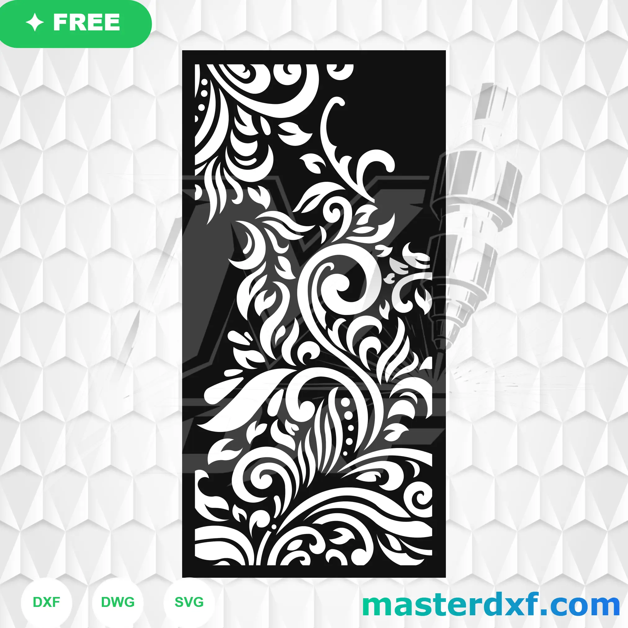 Luxury Rococo Floral Scroll Asymmetric Panel Vector for CNC DXF File